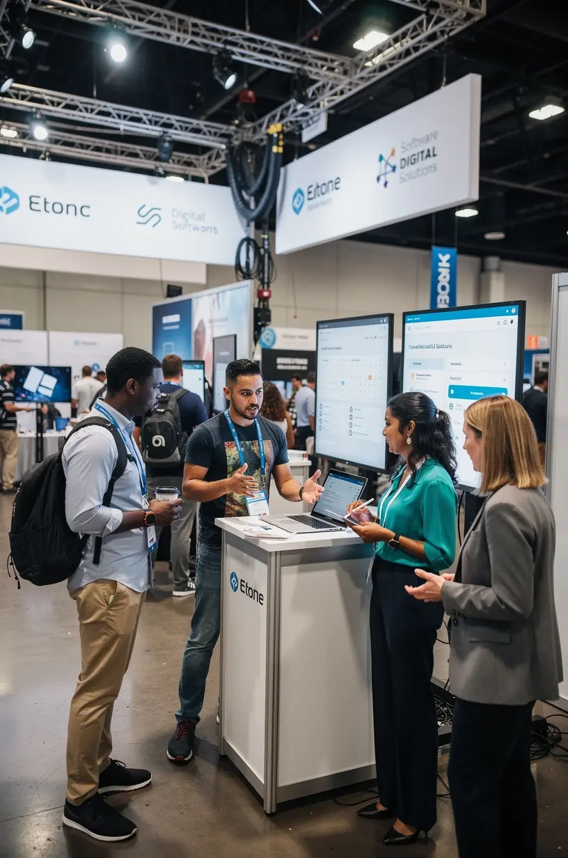 Minimalist desk setup with a digital assistant device and a notebook highlighting productivity tips.